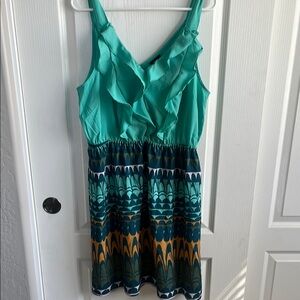 Mossimo Blue and Green Ruffled Empire Waist Sundress
